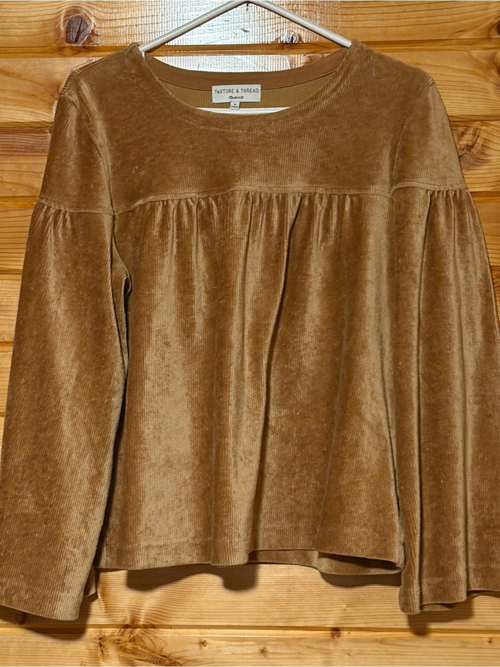 Madewell Texture & Thread Tan Corduroy Long-Sleeve Swing Top